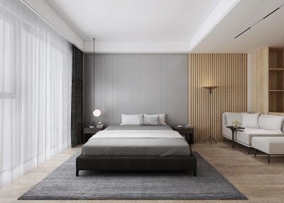 现代极简主卧3D模型下载